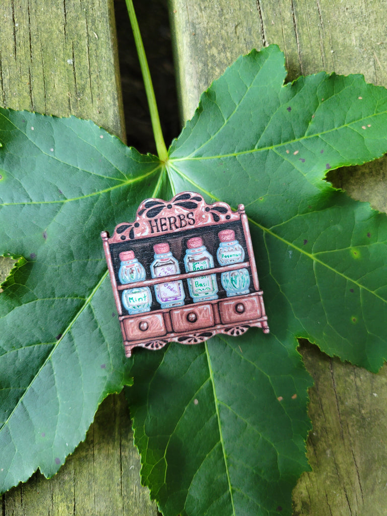 Herb Rack Wooden Brooch