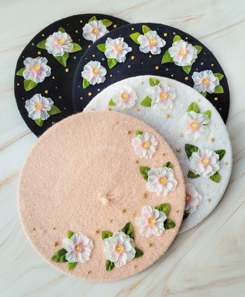 Pink Cherry Blossom Beret