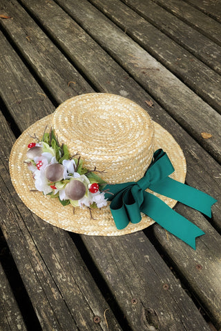 Woodland boater hat.